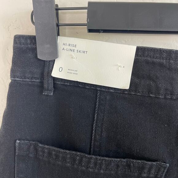 NEW American Eagle Hi-Rise A-line Denim Mini Skirt Button Front Black - Size 0 - Picture 3 of 5